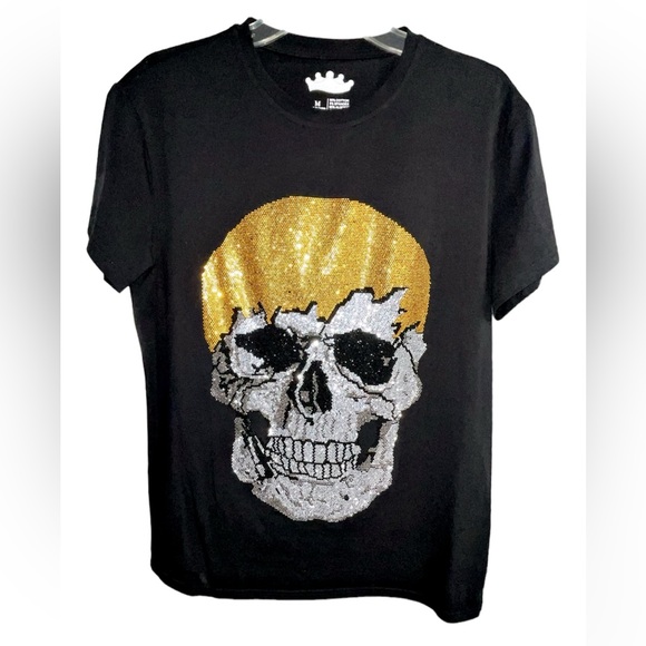 Popular Rhinestone Skull Graphic Tee - Size: Medium (USA) - Picture 2 of 2